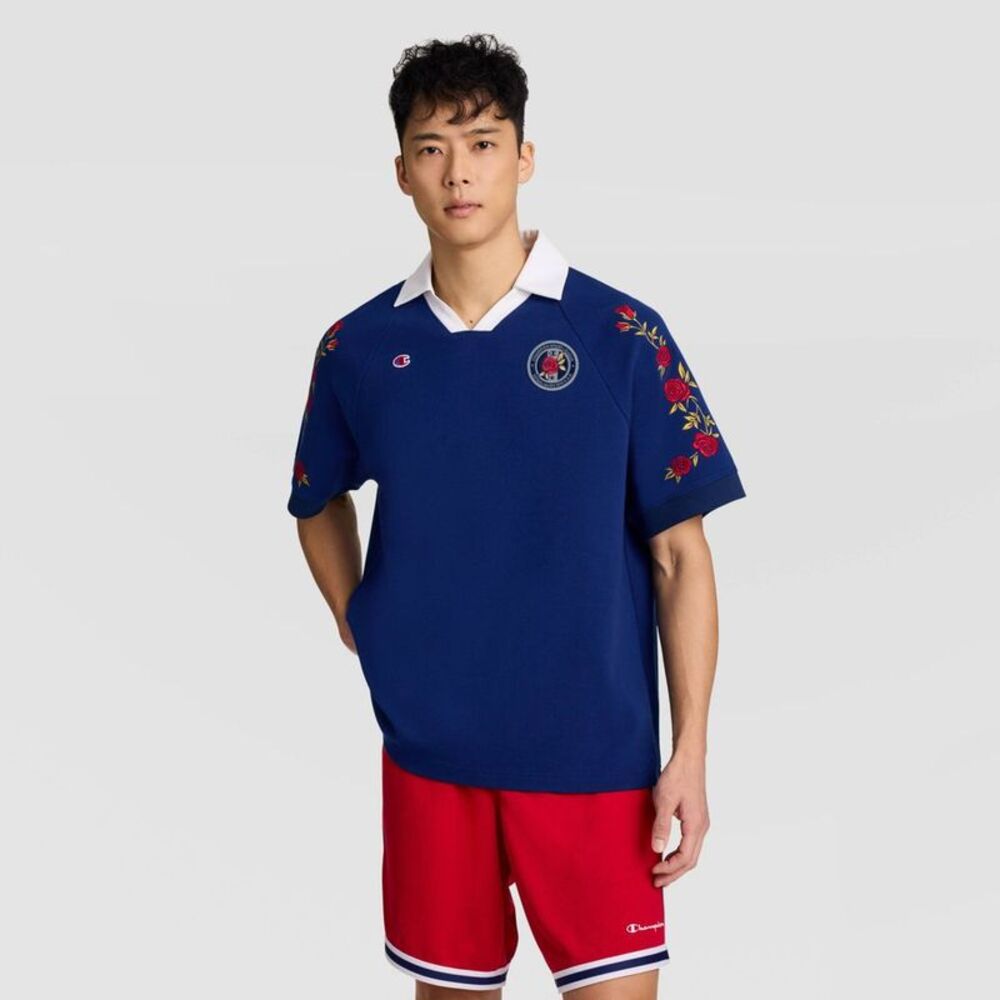 Champion Men's "World Game" Floral Lifestyle Jersey - Blue Depths L